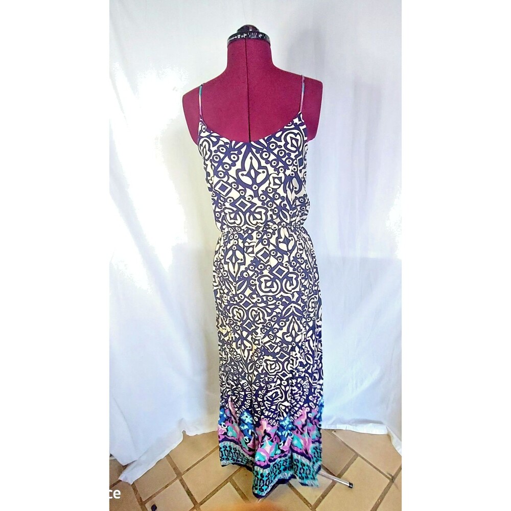Andree Maxi Summer Dress Floral Print Adjustable Spaghetti Straps Lined New